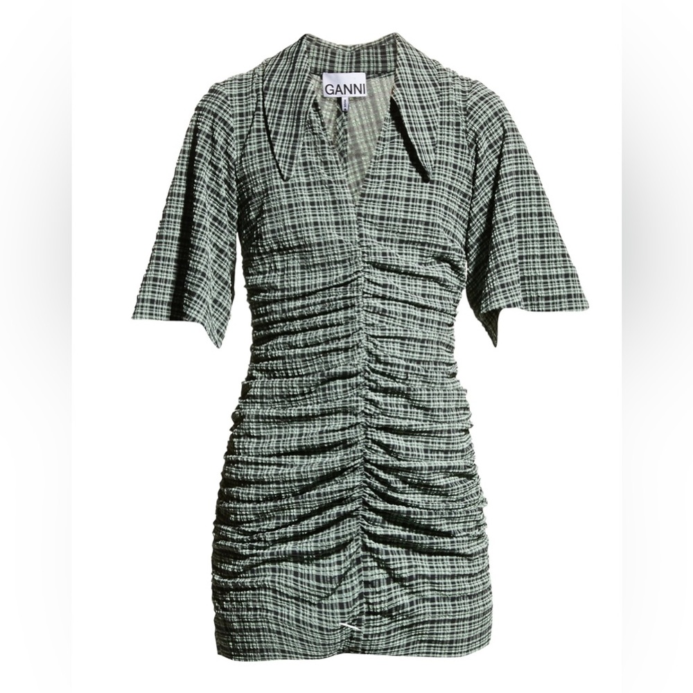 Ganni Street Seersucker Stretch Mini Dress
Green Plaid Checker 4 US / 36 EU NWT
